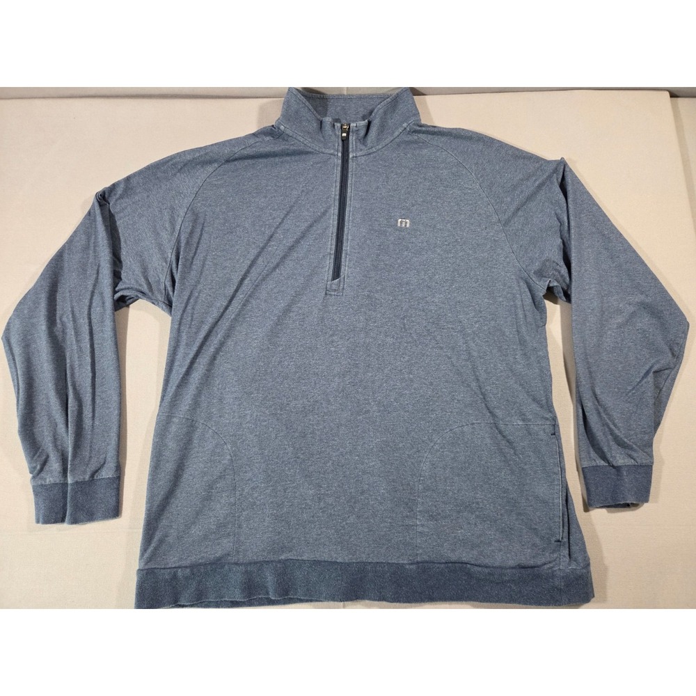 TravisMathew Mens 3XL Heather Blue Performance Stretch 1/4 Zip Pullover